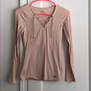 Long sleeve lace up shirt